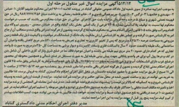 مزایده,مزایده پلاک ثبتی مساحت عرصه 875.20متر