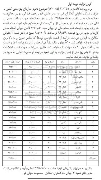 مزایده,مزایده گل و گیاه