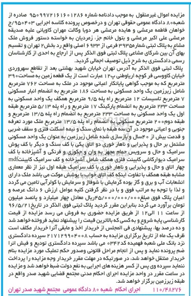 مزایده,مزایده یکقطعه زمین مساحت 390مترمربع