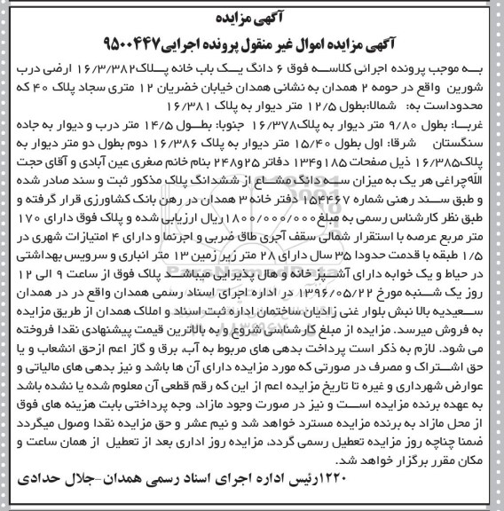 مزایده,مزایده ششدانگ یکباب خانه عرصه 170متر