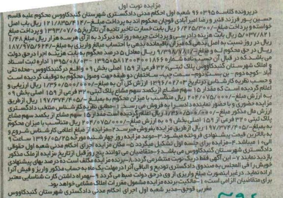 مزایده ,مزایده پلاک ثبتی 320 فرعی از 159 اصلی