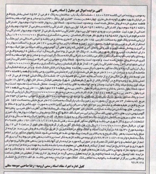 مزایده,مزایده ششدانگ ساختمان مساحت 185متر
