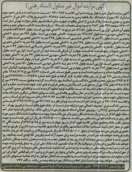 مزایده,مزایده زمین به مساحت 1.009.788مترمربع