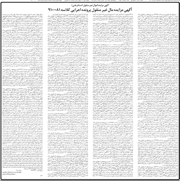 مزایده ,مزایده مال غیرمنقول شامل سی قطعه زمین