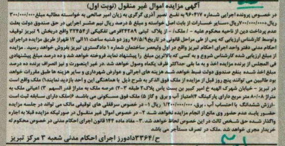 مزایده ,مزایده ملک مساحت 80.08متر نوبت اول