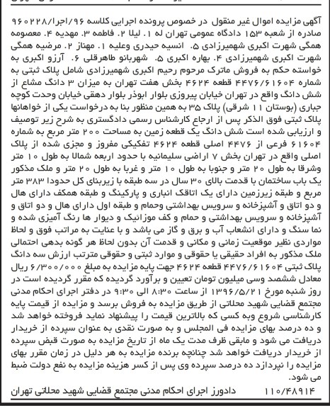مزایده,مزایده ششدانگ زمین مساحت دویست مترمربع