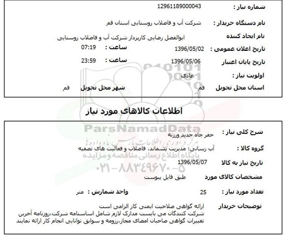 استعلام ,استعلام حفر چاه جدید ورزنه 