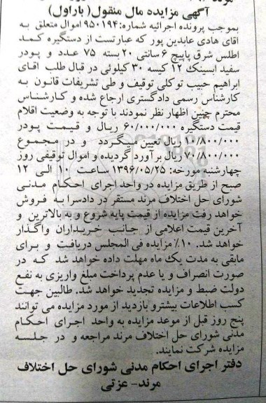مزایده ، مزایده دستگیره کمد...