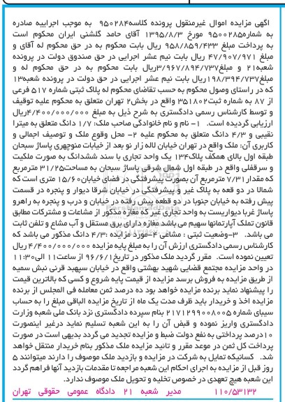 مزایده,مزایده یک واحد تجاری مساحت 31.25مترمربع