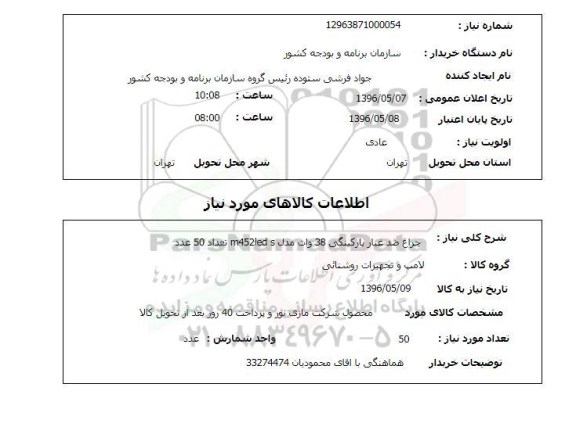 استعلام , استعلام چراغ ضد غبار پارکینگی 38 وات ...