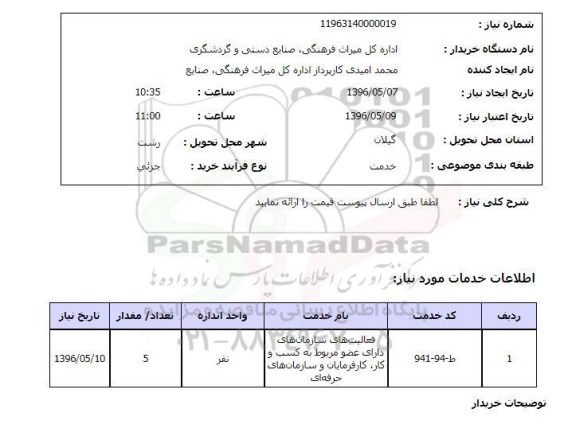 استعلام , استعلام فعالیت های سازمان های دارای عضو 