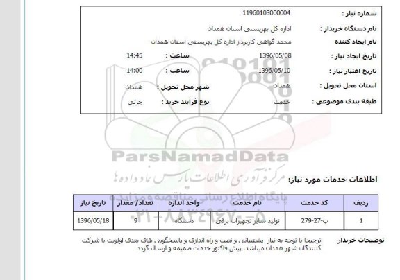 استعلام ,استعلام ​تولید سایر تجهیزات برقی