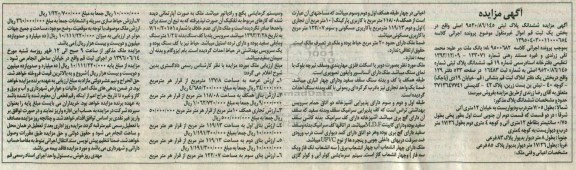 مزایده,مزایده ششدانگ پلاک ثبتی عرصه 137.8متر