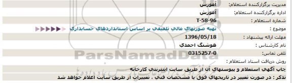 استعلام ,استعلام تهيه صورتهای مالی تلفیقی