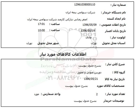 استعلام دوربین صوتی و تصویر