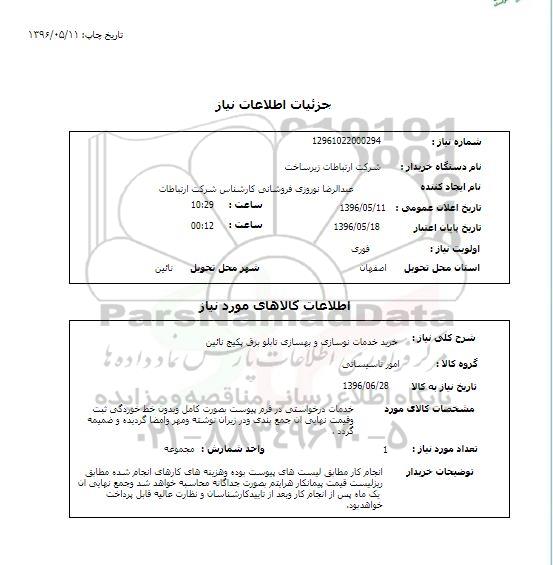 استعلام ,استعلام خرید خدمات نوسازی و بهسازی تابلو برق پکیج نائین 