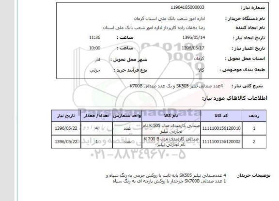 استعلام, استعلام صندلی کارمندی 