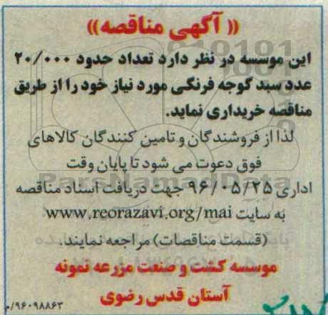 آگهی مناقصه , مناقصه تعداد 20.000 عدد سبد گوجه فرنگی