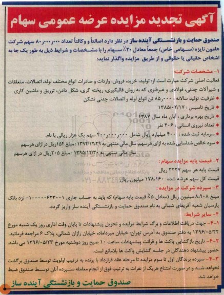 تجدید مزایده فروش تعداد 80.000.000 سهم