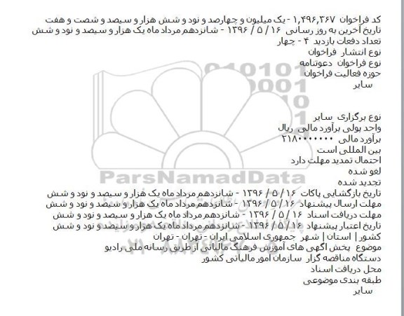 دعوتنامه پخش اگهی های آموزش فرهنگ مالیاتی از طریق رسانه ملی رادیو    