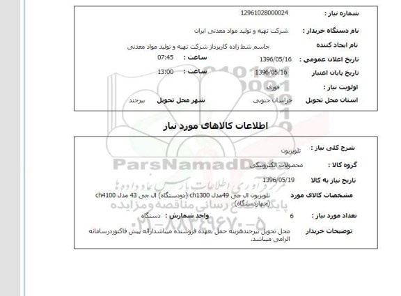 استعلام, استعلام  تلویزیون 96.5.16