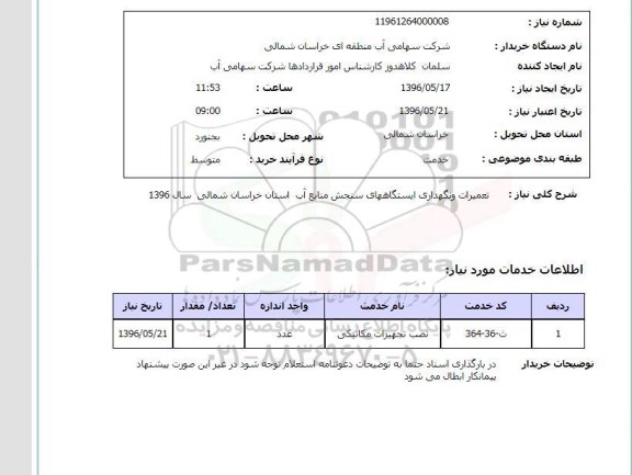استعلام, استعلام تعمیرات و نگهداری ایستگاههای سنجش منابع آب ...