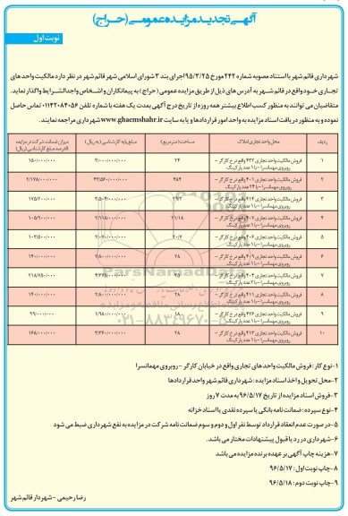 مزایده,مزایده واگذاری مالکیت واحدهای تجاری خود حراج