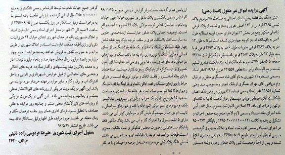 مزایده,مزایده ششدانگ زمین مساحت هفتاد و هشت متر