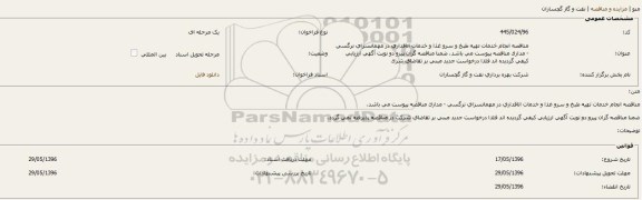 مناقصه انجام خدمات تهیه طبخ و سرو غذا