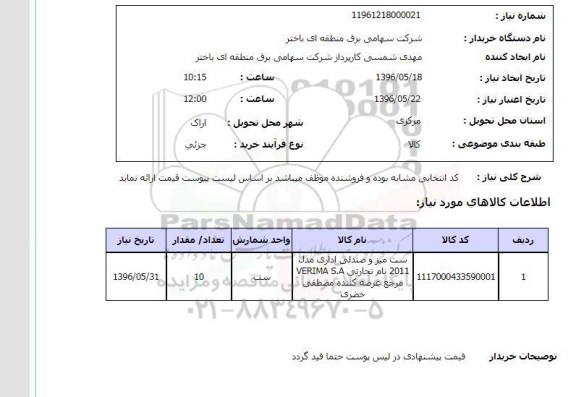 استعلام, استعلام ست میز و صندلی اداری 