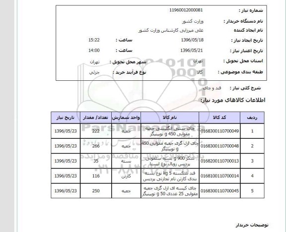 استعلام , استعلام قند و چای 