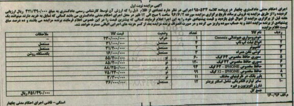 آگهی مزایده, مزایده خودرو سواری هیوندائی و ...