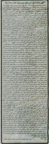 مزایده,مزایده اموال غیرمنقول شامل زمین.یکبابخانه و آپارتمان