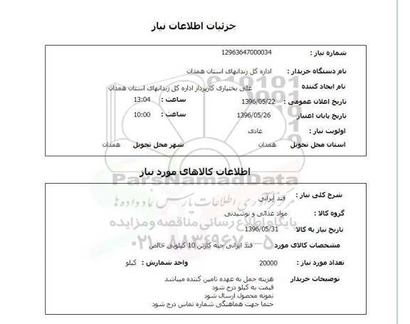 استعلام, استعلام قند ایرانی 
