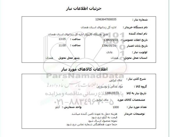 استعلام چای ایرانی