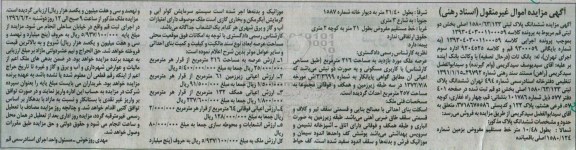 مزایده,مزایده ششدانگ پلاک ثبتی عرصه 216متر