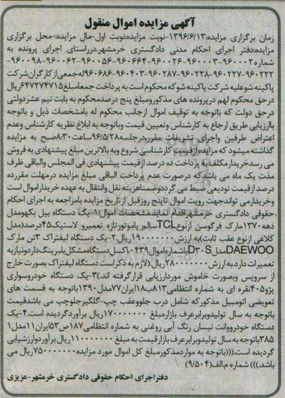 اگهی مزایده ,مزایده بیل بکهو -لیفتراک - خودرو سواری پژو 405