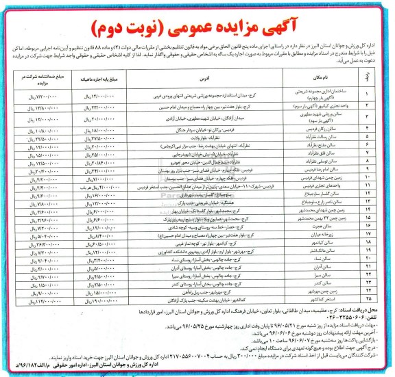 مزایده ساختمان اداری ....نوبت دوم 