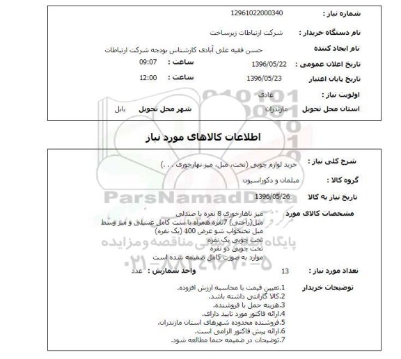 استعلام , استعلام خرید لوازم چوبی ...