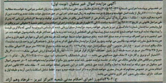 مزایده,مزایده ملک به مساحت عرصه 192.15متر