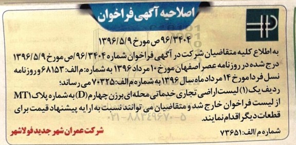 مزایده ,مزایده واگذاری تعدادی از اراضی تجاری خدماتی