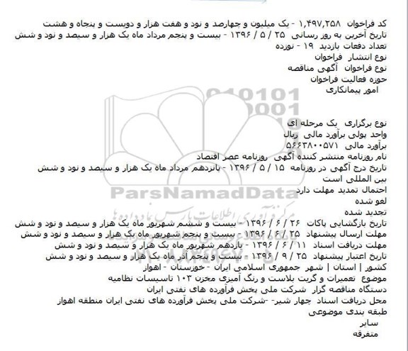 مناقصه تعميرات و گريت بلاست و رنگ آميزی مخزن ۱۰۳ تاسيسات نظاميه    