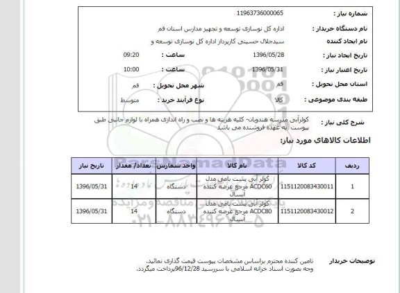 استعلام کولر آبی پشت بامی