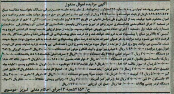 مزایده, مزایده حیدرویبراتوری با لیف الکتروموتور ... 