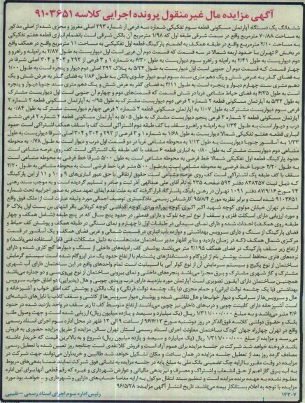 مزایده,مزایده ششدانگ آپارتمان قطعه سوم تفکیکی 5 سال ساخت
