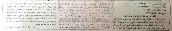 مزایده,مزایده یک واحد آپارتمان مسکونی مساحت 84متر