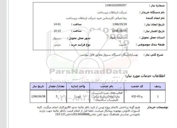 استعلام بهسازی سالن دستگاه سبزوار 
