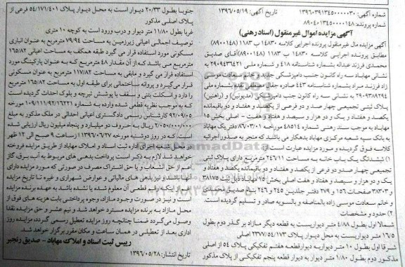 مزایده,مزایده ششدانگ یک باب خانه به مساحت 246/11 مترمربع