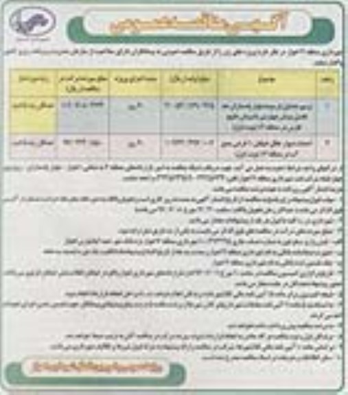 آگهی مناقصه عمومی , مناقصه ترمیم جداول فرسوده بلوار پاسداران ...