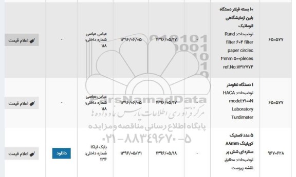 استعلام ، استعلام  بسته فیلتر دستگاه بلین 
